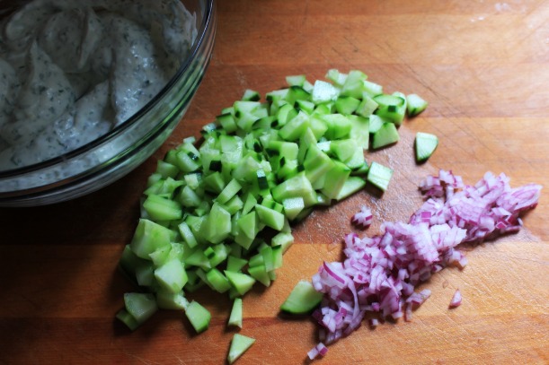 Roasted Chickpea Salad with Garlic & Dill Yogurt Sauce