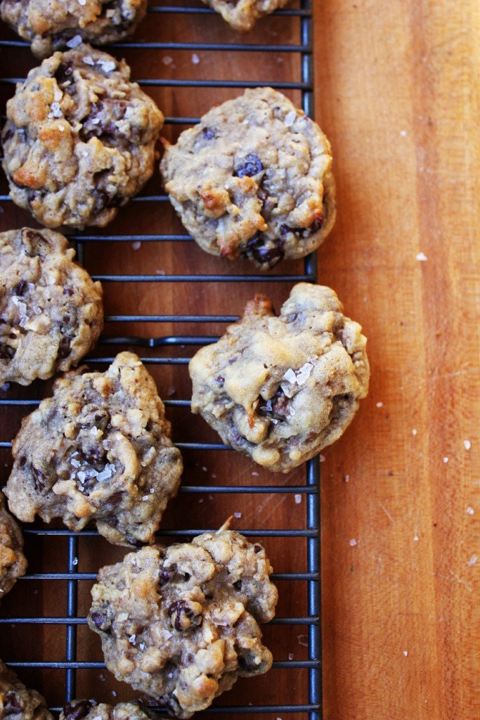 Salted Double Chocolate Chip Cookies with Coconut & Potato Chips
